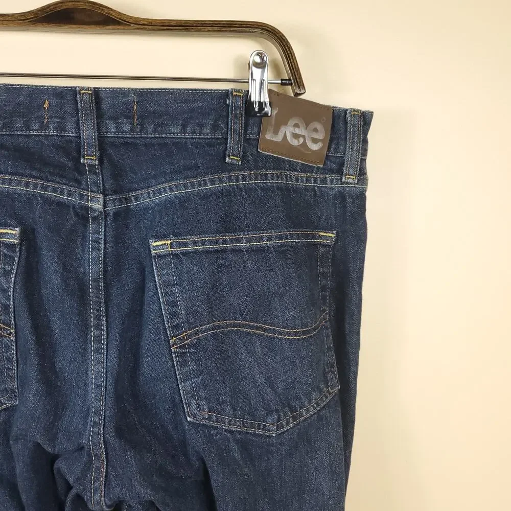 LEE Dark Wash Regular Fit Straight Leg Jeans Size 36x30